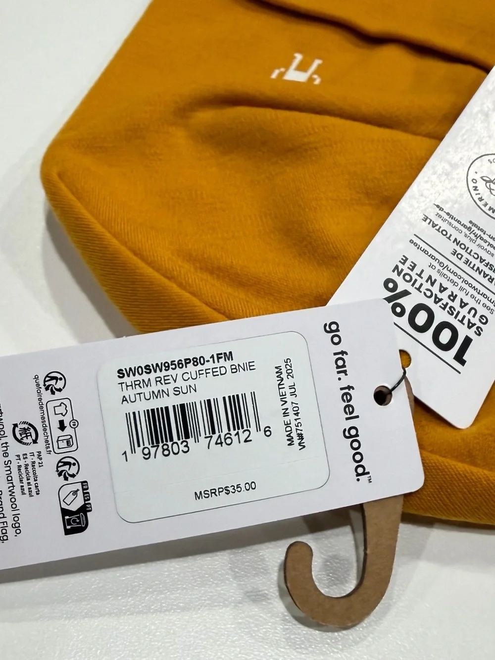SmartWool Adult Thermal Reversible Cuffed Beanie 100% Merino Wool Orange NWT